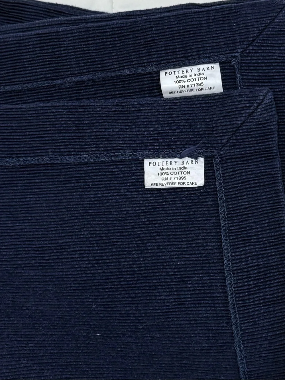 Pottery Barn Navy Ribbed Cotton Set of 4 placemats